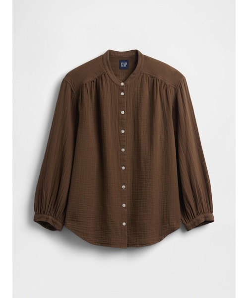 GAP(ギャップ)の「コットンガーゼ オーバーサイズ ノーカラーシャツ(シャツ/ブラウス・レディース・ホワイト/ブラウン/ブラック/レッド/グリーン/イエロー・L/M/S/XS/XXS)」の15枚目の写真