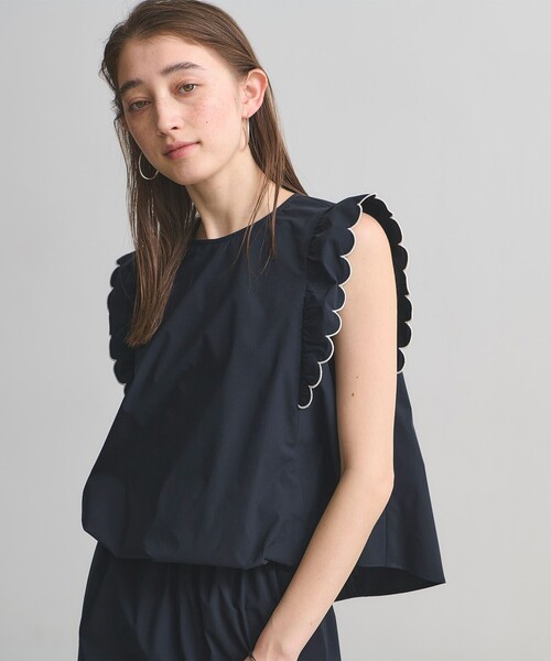 UNITED ARROWS(ユナイテッドアローズ)の「スカラップ フリル オールインワン パンツ ‐はっ水 UVカット 防しわ ウォッシャブル‐(つなぎ/オールインワン・レディース・ネイビー/ブラック・36/38)」の21枚目の写真