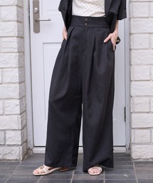 【apres jour clair】【SETUP可能】リネンライク裾デザインパンツ