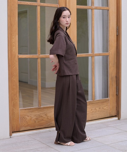 apres jour clair（アプレジュールクレア）の「【apres jour clair】【SETUP可能】リネンライク裾デザインパンツ（その他パンツ・レディース・ブラック/ナチュラル/ブラウン系その他・LARGE/MEDIUM/SMALL）」の16枚目の写真