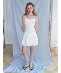 Double Slip Punching Dress, White