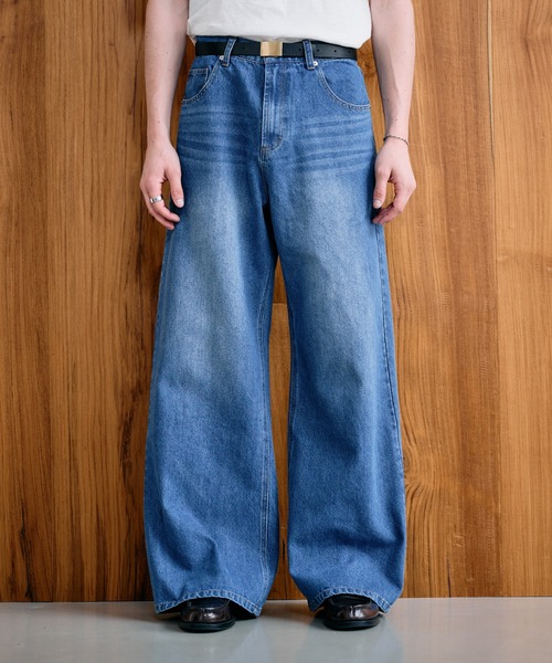 Adoon plain（アドーンプレーン）の「Loose Fit Straight Denim / ルーズフィットストレートデニム（デニムパンツ・メンズ・ライトインディゴブルー/インディゴブルー・SMALL/LARGE/MEDIUM）」の2枚目の写真