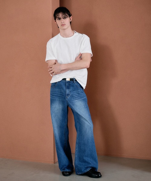 Adoon plain（アドーンプレーン）の「Loose Fit Straight Denim / ルーズフィットストレートデニム（デニムパンツ・メンズ・ライトインディゴブルー/インディゴブルー・SMALL/LARGE/MEDIUM）」の6枚目の写真