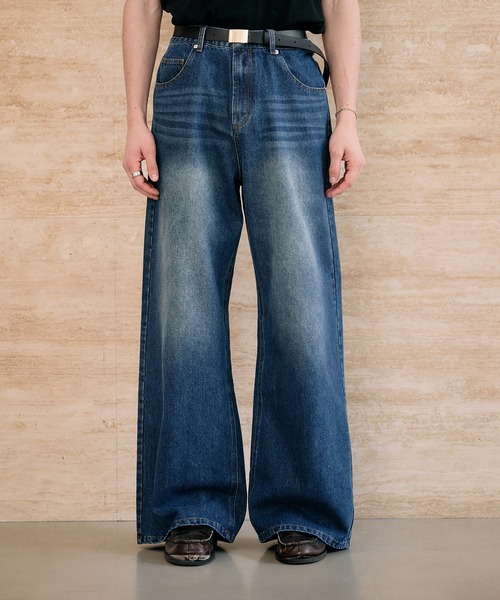 Adoon plain（アドーンプレーン）の「Loose Fit Straight Denim / ルーズフィットストレートデニム（デニムパンツ・メンズ・ライトインディゴブルー/インディゴブルー・SMALL/LARGE/MEDIUM）」の3枚目の写真