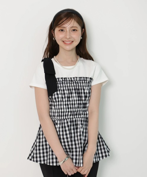 Apuweiser-riche(アプワイザーリッシェ)の「シャーリングキャミドッキングカットソー(Tシャツ/カットソー・レディース・チェック・2)」の3枚目の写真