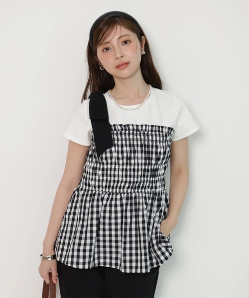 Apuweiser-riche(アプワイザーリッシェ)の「シャーリングキャミドッキングカットソー(Tシャツ/カットソー・レディース・チェック・2)」の4枚目の写真