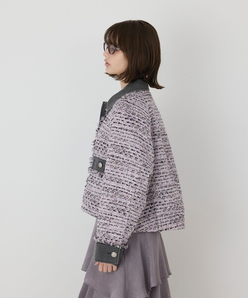 GRACE CONTINENTAL（グレースコンチネンタル）の「デニムコンビツイードジャケット（デニムジャケット・レディース・グリーン・36）」の22枚目の写真