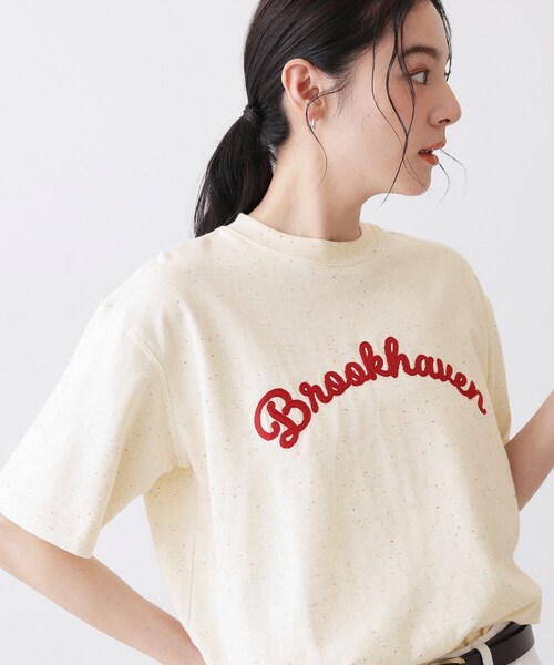 Dessin(デッサン)の「【ユニセックス/洗える】ネップロゴ刺繍Tシャツ(Tシャツ/カットソー・レディース・ホワイト/ライトベージュ・04/02/00)」の2枚目の写真