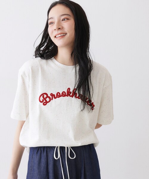 Dessin(デッサン)の「【ユニセックス/洗える】ネップロゴ刺繍Tシャツ(Tシャツ/カットソー・レディース・ホワイト/ライトベージュ・04/02/00)」の4枚目の写真