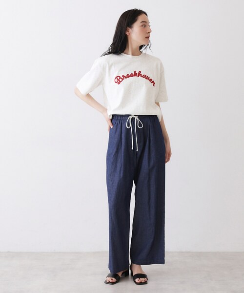 Dessin(デッサン)の「【ユニセックス/洗える】ネップロゴ刺繍Tシャツ(Tシャツ/カットソー・レディース・ホワイト/ライトベージュ・04/02/00)」の5枚目の写真