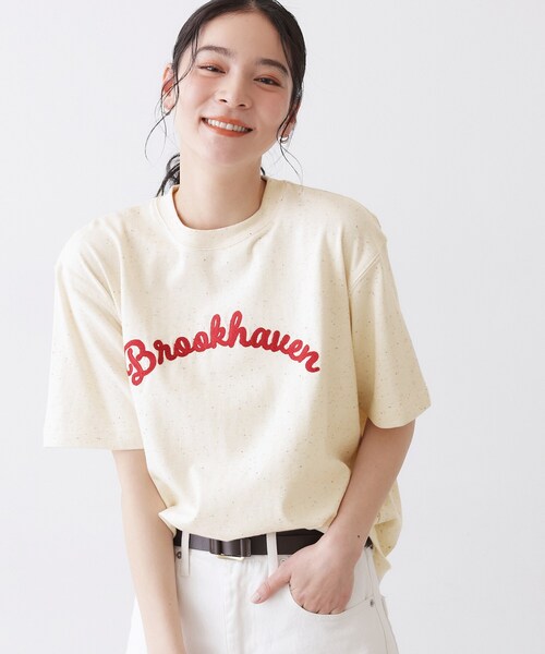 Dessin(デッサン)の「【ユニセックス/洗える】ネップロゴ刺繍Tシャツ(Tシャツ/カットソー・レディース・ホワイト/ライトベージュ・04/02/00)」の7枚目の写真