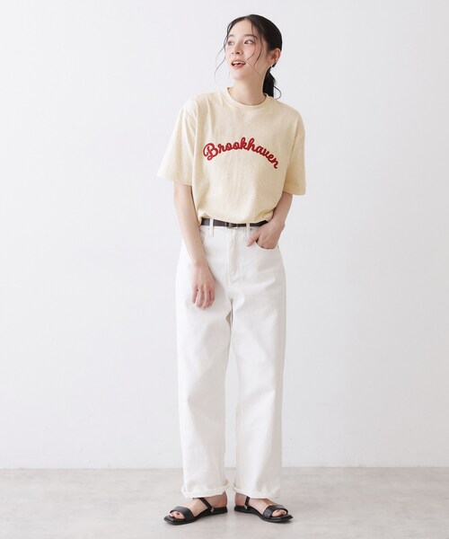 Dessin(デッサン)の「【ユニセックス/洗える】ネップロゴ刺繍Tシャツ(Tシャツ/カットソー・レディース・ホワイト/ライトベージュ・04/02/00)」の8枚目の写真