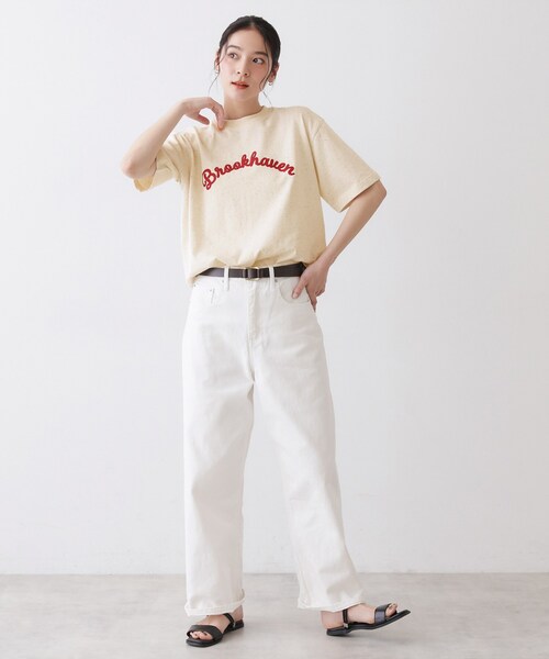 Dessin(デッサン)の「【ユニセックス/洗える】ネップロゴ刺繍Tシャツ(Tシャツ/カットソー・レディース・ホワイト/ライトベージュ・04/02/00)」の9枚目の写真