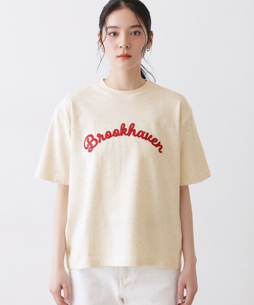 Dessin(デッサン)の「【ユニセックス/洗える】ネップロゴ刺繍Tシャツ(Tシャツ/カットソー・レディース・ホワイト/ライトベージュ・04/02/00)」の11枚目の写真
