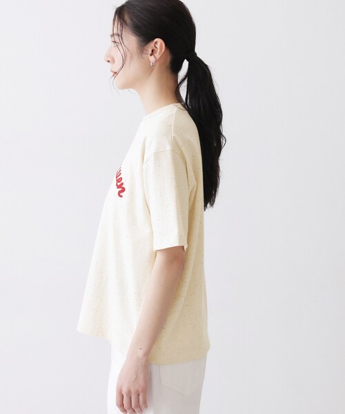 Dessin(デッサン)の「【ユニセックス/洗える】ネップロゴ刺繍Tシャツ(Tシャツ/カットソー・レディース・ホワイト/ライトベージュ・04/02/00)」の12枚目の写真