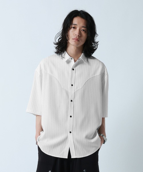 RAGEBLUE(レイジブルー)の「Pin Stripe Western Shirts/ピンストライプ/ウエスタンシャツ(シャツ/ブラウス・メンズ・グレー/ホワイト/ブラック・MEDIUM/LARGE)」の2枚目の写真