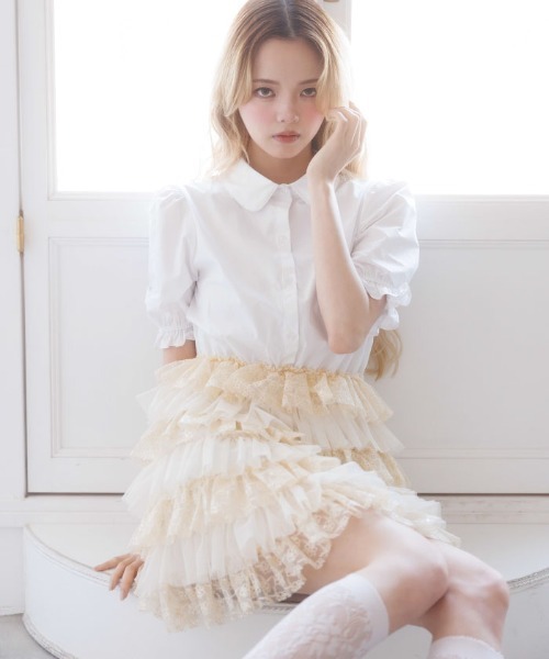 FickleBebe(フィクルベベ)の「チュールティアードワンピース(ワンピース・レディース・イエロー/ブルーグレー/ブラック・0/1)」の5枚目の写真