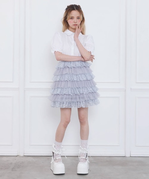 FickleBebe(フィクルベベ)の「チュールティアードワンピース(ワンピース・レディース・イエロー/ブルーグレー/ブラック・0/1)」の9枚目の写真