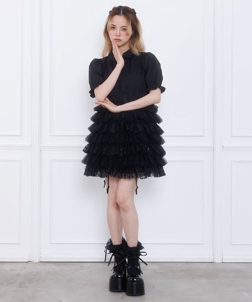 FickleBebe(フィクルベベ)の「チュールティアードワンピース(ワンピース・レディース・イエロー/ブルーグレー/ブラック・0/1)」の14枚目の写真