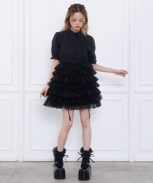 FickleBebe(フィクルベベ)の「チュールティアードワンピース(ワンピース・レディース・イエロー/ブルーグレー/ブラック・0/1)」の15枚目の写真