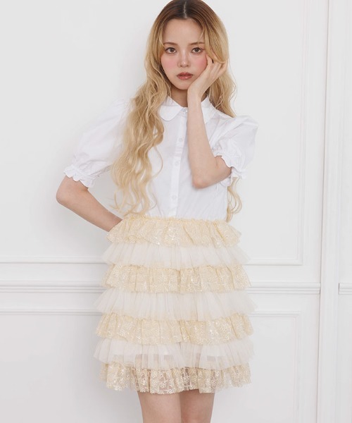 FickleBebe(フィクルベベ)の「チュールティアードワンピース(ワンピース・レディース・イエロー/ブルーグレー/ブラック・0/1)」の17枚目の写真