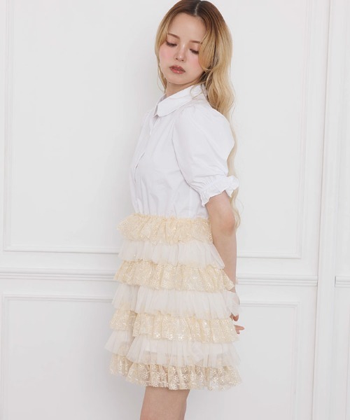 FickleBebe(フィクルベベ)の「チュールティアードワンピース(ワンピース・レディース・イエロー/ブルーグレー/ブラック・0/1)」の18枚目の写真