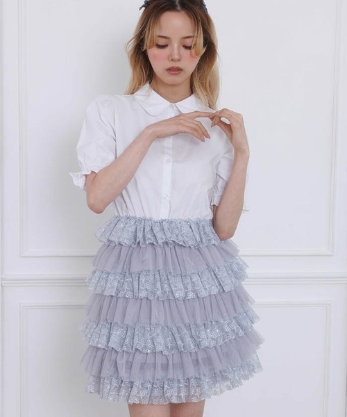 FickleBebe(フィクルベベ)の「チュールティアードワンピース(ワンピース・レディース・イエロー/ブルーグレー/ブラック・0/1)」の21枚目の写真