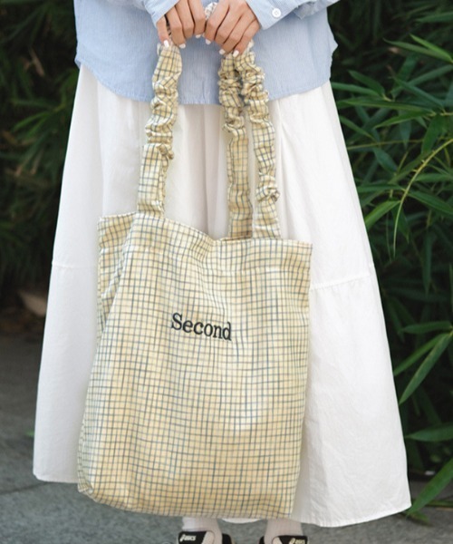 Vipoa(ヴィポア)の「Second logo check tote bag(トートバッグ・レディース・アイボリー/ホワイト/ブルー/ブラック/グリーン・ONE SIZE)」の17枚目の写真