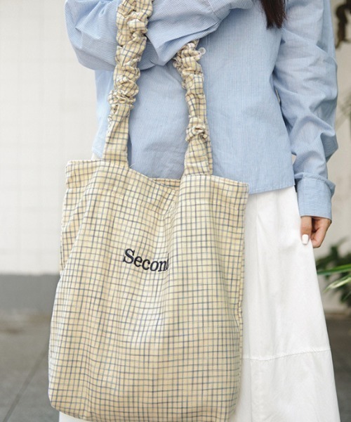 Vipoa(ヴィポア)の「Second logo check tote bag(トートバッグ・レディース・アイボリー/ホワイト/ブルー/ブラック/グリーン・ONE SIZE)」の20枚目の写真