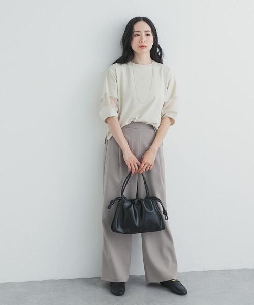 URBAN RESEARCH DOORS(アーバンリサーチドアーズ)の「異素材ドッキングスリーブプルオーバー(Tシャツ/カットソー・レディース・グリーン系その他/ナチュラル/ネイビー・FREE)」の9枚目の写真