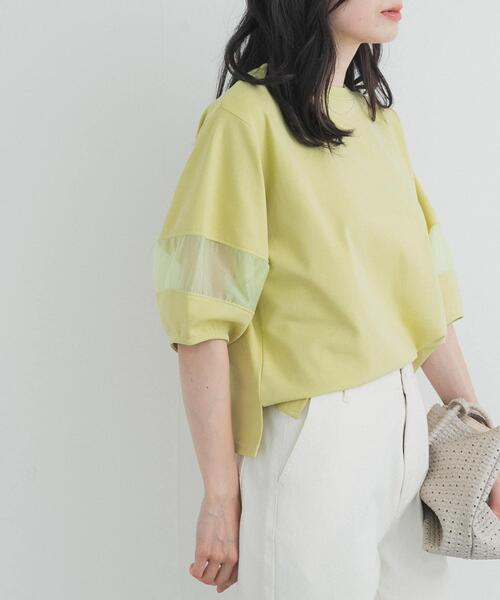 URBAN RESEARCH DOORS(アーバンリサーチドアーズ)の「異素材ドッキングスリーブプルオーバー(Tシャツ/カットソー・レディース・グリーン系その他/ナチュラル/ネイビー・FREE)」の16枚目の写真