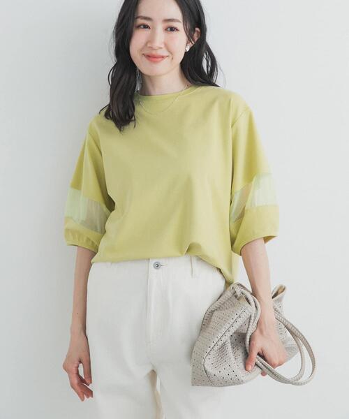 URBAN RESEARCH DOORS(アーバンリサーチドアーズ)の「異素材ドッキングスリーブプルオーバー(Tシャツ/カットソー・レディース・グリーン系その他/ナチュラル/ネイビー・FREE)」の17枚目の写真