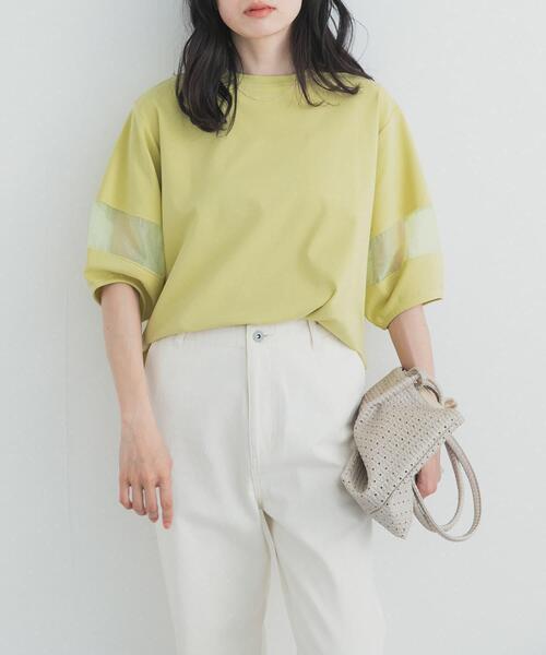 URBAN RESEARCH DOORS(アーバンリサーチドアーズ)の「異素材ドッキングスリーブプルオーバー(Tシャツ/カットソー・レディース・グリーン系その他/ナチュラル/ネイビー・FREE)」の18枚目の写真