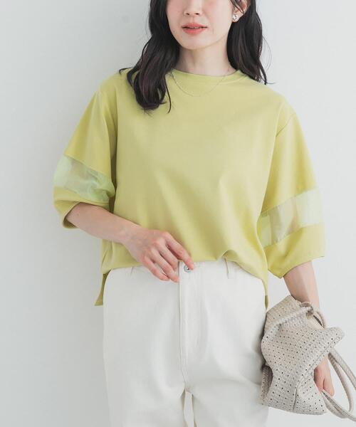 URBAN RESEARCH DOORS(アーバンリサーチドアーズ)の「異素材ドッキングスリーブプルオーバー(Tシャツ/カットソー・レディース・グリーン系その他/ナチュラル/ネイビー・FREE)」の19枚目の写真