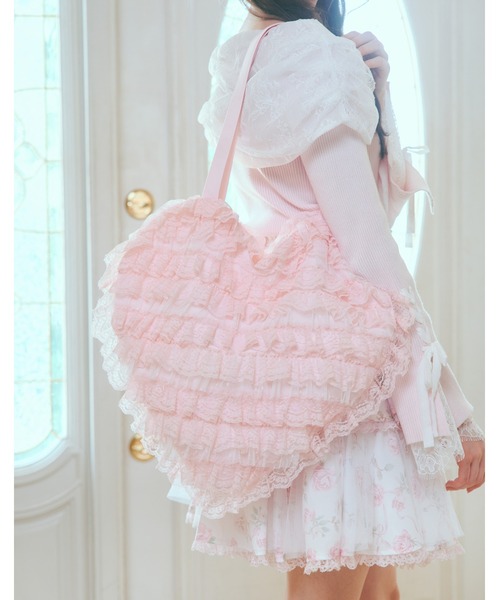 mellfy memory（メルフィーメモリー）の「Tiered sweet love heart tote bag（トートバッグ・レディース・ホワイト/ブルー/ピンク・FREE）」の4枚目の写真