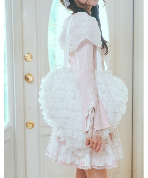 mellfy memory（メルフィーメモリー）の「Tiered sweet love heart tote bag（トートバッグ・レディース・ホワイト/ブルー/ピンク・FREE）」の5枚目の写真