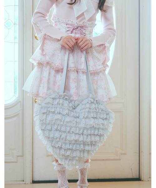 mellfy memory（メルフィーメモリー）の「Tiered sweet love heart tote bag（トートバッグ・レディース・ホワイト/ブルー/ピンク・FREE）」の6枚目の写真