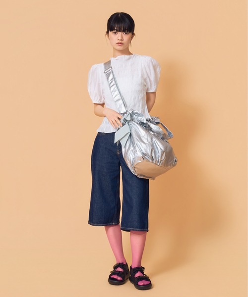 Casselini(キャセリーニ)の「Casselini(キャセリーニ)ビッグサイドリボンBAG(トートバッグ・レディース・ブルー/ブラック/シルバー/アイボリー・FREE)」の7枚目の写真