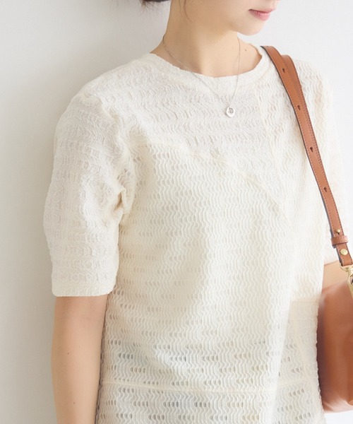 KATHARINE ROSS（キャサリンロス）の「ジャガードトップス/シアージャガードプルオーバー（Tシャツ/カットソー・レディース・アイボリー/ブラック・FREE）」の2枚目の写真