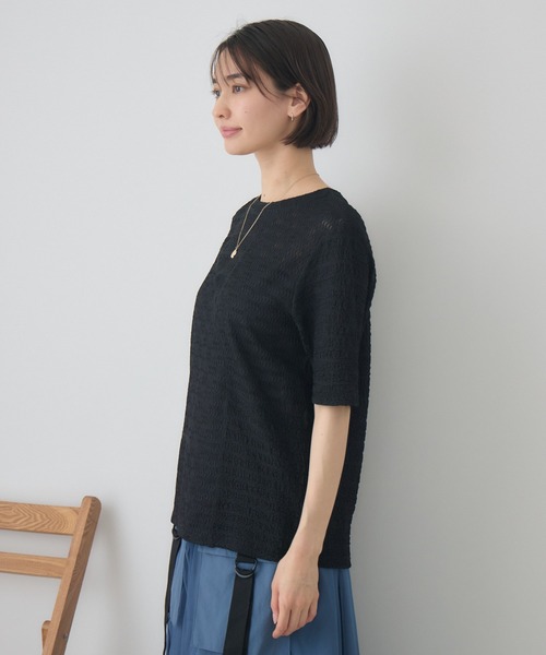 KATHARINE ROSS（キャサリンロス）の「ジャガードトップス/シアージャガードプルオーバー（Tシャツ/カットソー・レディース・アイボリー/ブラック・FREE）」の15枚目の写真