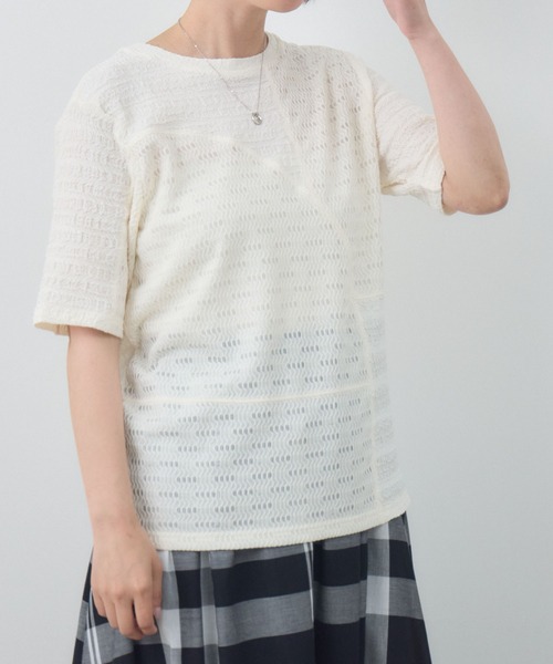 KATHARINE ROSS（キャサリンロス）の「ジャガードトップス/シアージャガードプルオーバー（Tシャツ/カットソー・レディース・アイボリー/ブラック・FREE）」の12枚目の写真