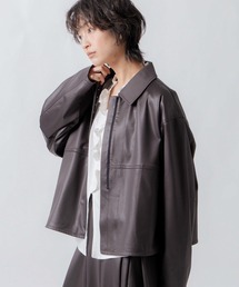 「WHYTO. / ホワイト」leather like shirt jacket