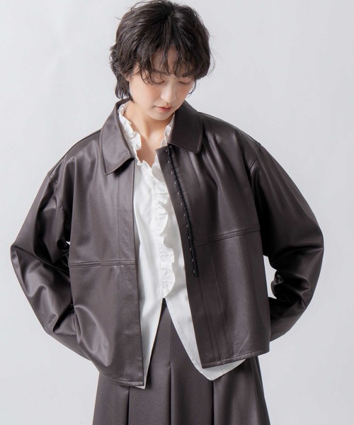 WHYTO.(ホワイト)の「「WHYTO. / ホワイト」leather like shirt jacket(シャツ/ブラウス・レディース・ブラウン/ブラック・36/38)」の10枚目の写真