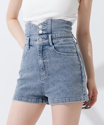 ハイウエスト デニムショートパンツ
