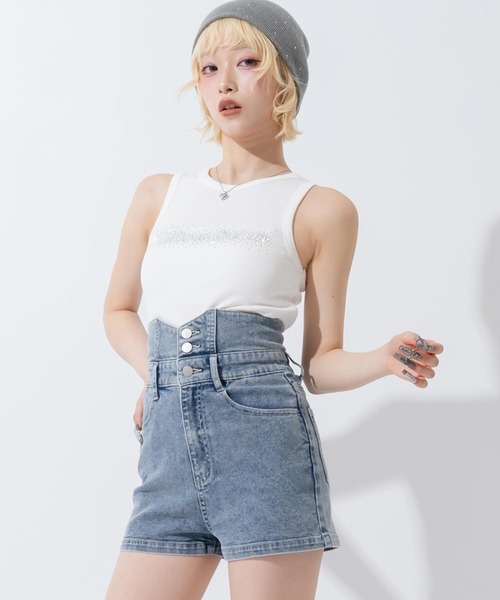 ANAP(アナップ)の「ハイウエスト デニムショートパンツ(デニムパンツ・レディース・ブルー/ブラック/グレー・F)」の13枚目の写真