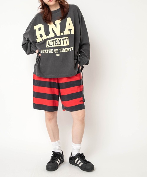 RNA(アールエヌエー)の「T1020 ボーダーハーフパンツ(その他パンツ・レディース・ブラウン/スミクロ/パープル・MEDIUM)」の12枚目の写真