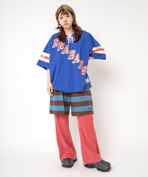 RNA(アールエヌエー)の「T1020 ボーダーハーフパンツ(その他パンツ・レディース・ブラウン/スミクロ/パープル・MEDIUM)」の6枚目の写真