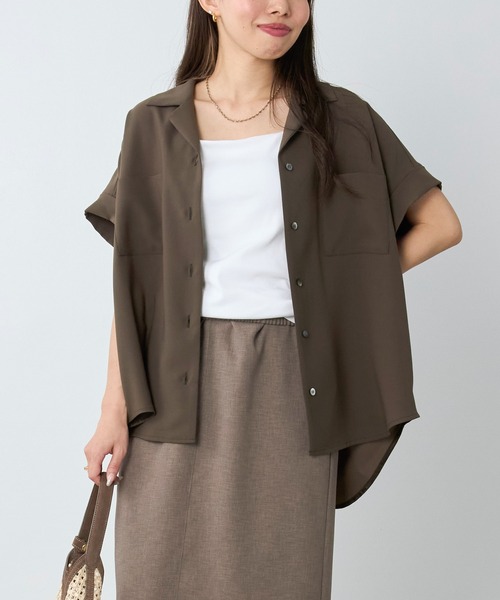 MICA&DEAL(マイカ&ディール)の「オープンカラーシャツ〈セットアップ対応〉(シャツ/ブラウス・レディース・チャコールグレー/カーキ/ダークネイビー・FREE)」の3枚目の写真