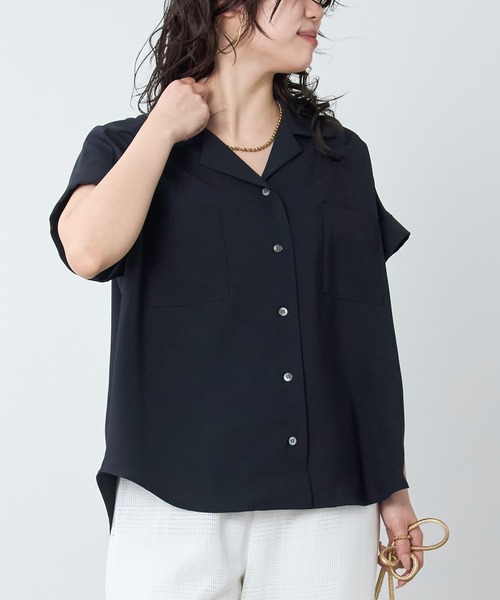 MICA&DEAL(マイカ&ディール)の「オープンカラーシャツ〈セットアップ対応〉(シャツ/ブラウス・レディース・チャコールグレー/カーキ/ダークネイビー・FREE)」の1枚目の写真