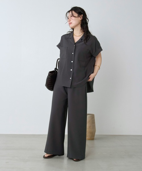 MICA&DEAL(マイカ&ディール)の「オープンカラーシャツ〈セットアップ対応〉(シャツ/ブラウス・レディース・チャコールグレー/カーキ/ダークネイビー・FREE)」の9枚目の写真
